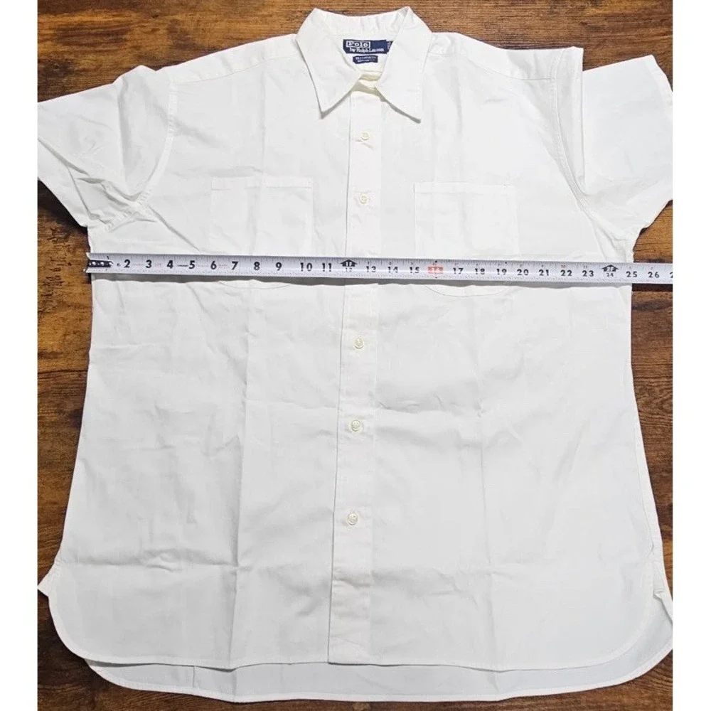 Polo Ralph Lauren Ellsworth Men's Large White Button Up 100% Cotton Camp Shirt